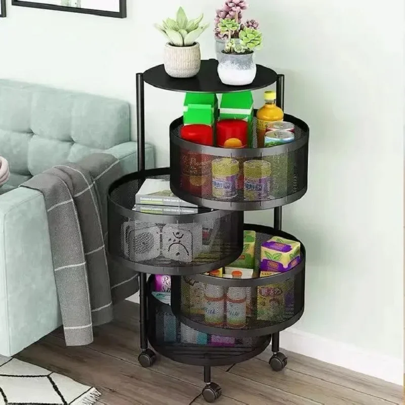 

l Kitchen Rotation Storage Shelf Multi-layer Saving Round Dish Basket Cylindrical Fruits Vegetables Storage Space Organization