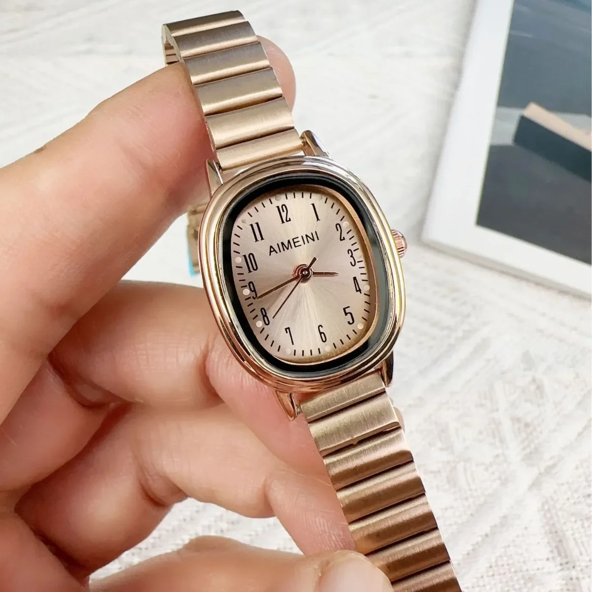 

Hot Sale Fashion Luxury Party Women's Quartz Watch Stainless Steel Oval Dial Strip Female Student Wristwatches relogio feminino