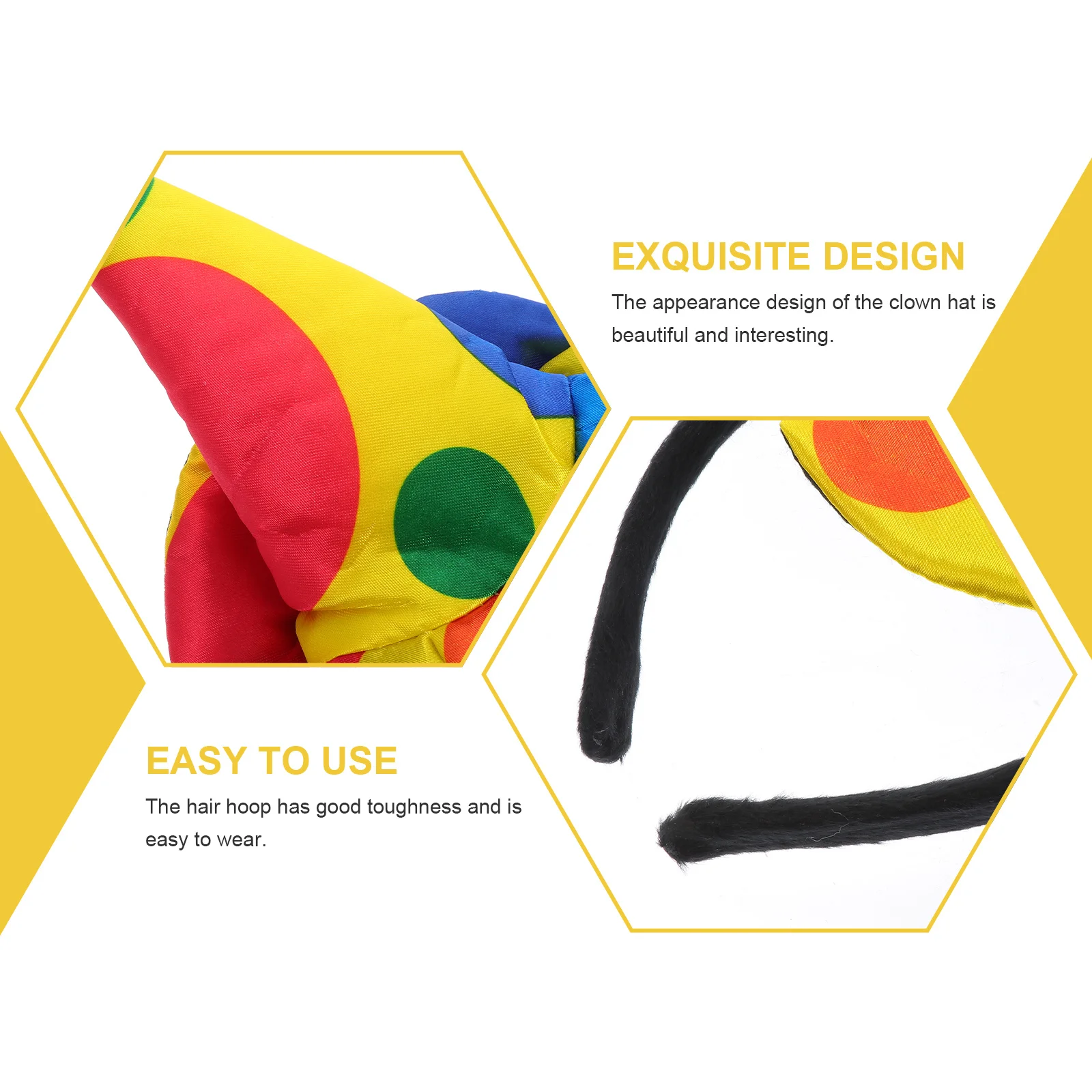

2 шт., повязка для волос с шляпой клоуна, креативный головной убор, один размер, подходит для большинства карнавальных вечеринок, декор для волос, шляпа клоуна, обручи для волос, вечерние повязки для волос