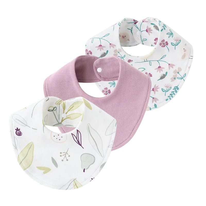 3Pcs Newborn Bibs for Girls Boys Cotton Print Baby Saliva Towels Infant Bib Burp Cloth Baby Stuff Toddler Accessories