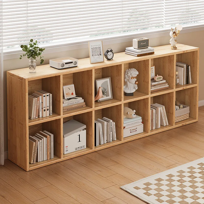 Massivholz-Bücherregal, raumhohes Gitterregal, Wohnzimmer-Kindergarten-Aufbewahrungsschrank, niedriges Bücherregal