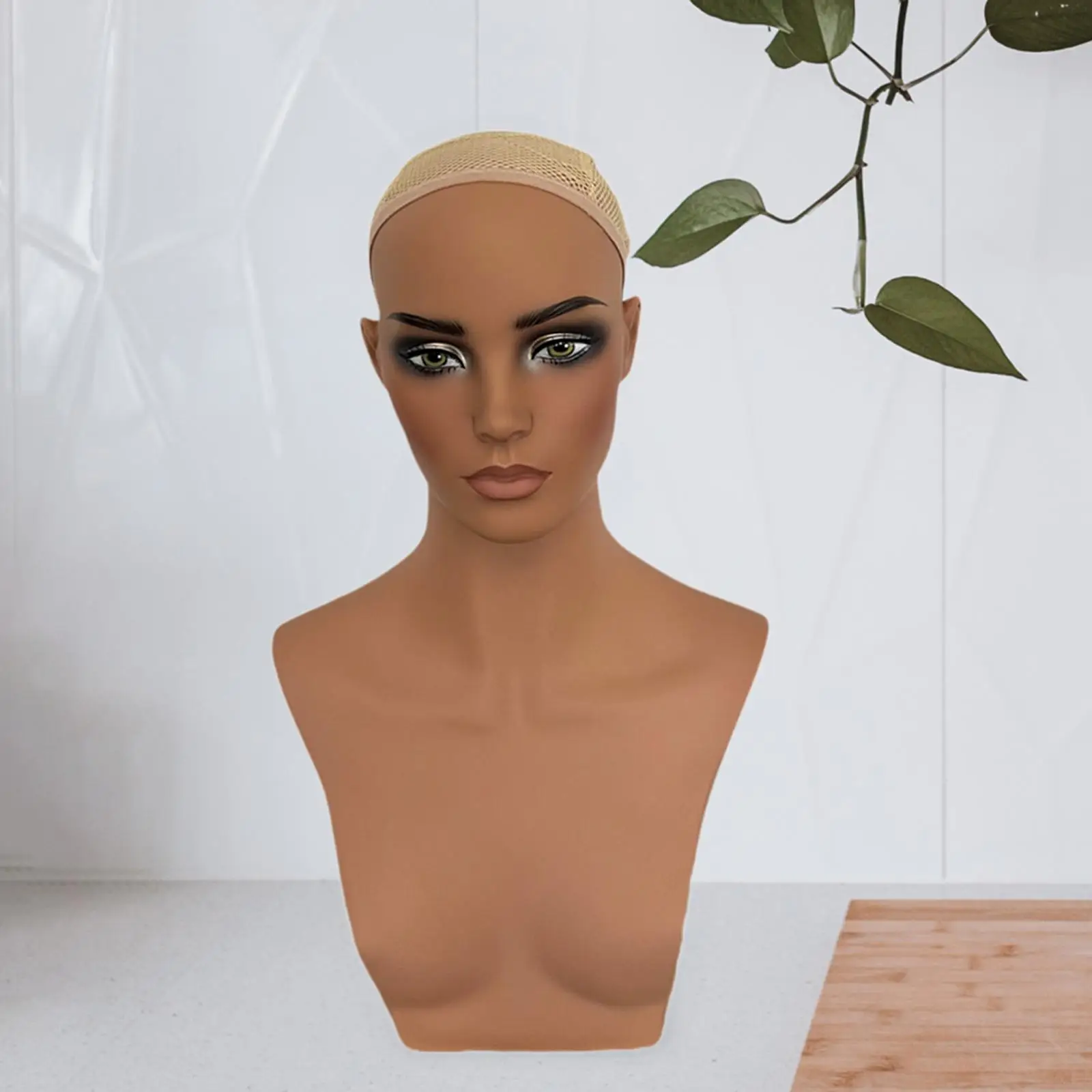 Realistic Mannequin Head, Wig Holder with Makeup, Head Circumference 53cm, Manikin Head Wig Display Stand for Jewellery