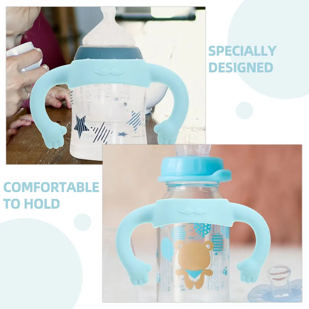 

3pcs Silicone Baby Bottle Handles for Infant Toddler Milk Feeding Bottles Blue Easy Practical Accessories