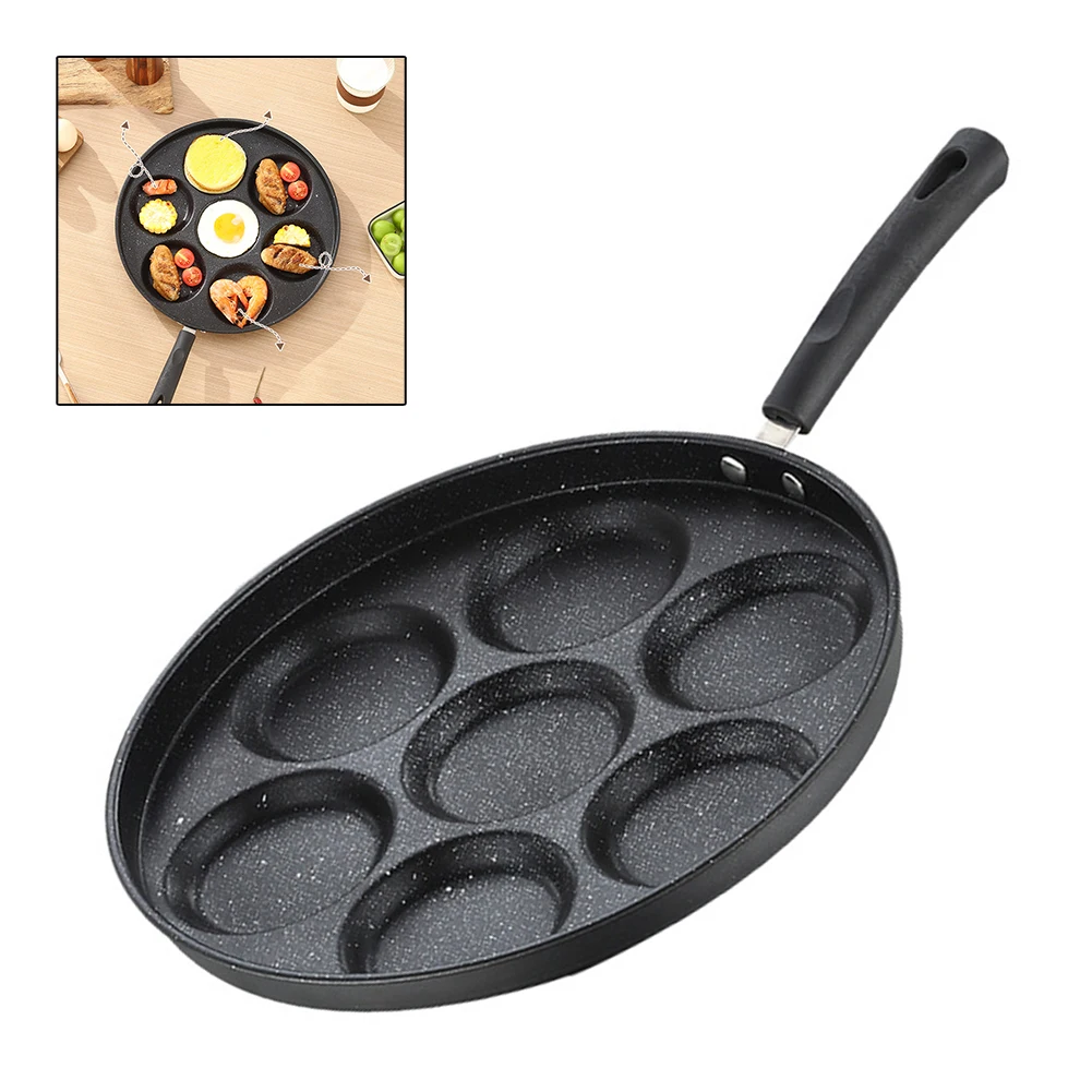 Cast Iron Poffertjes Pan With 7 Wells For Gas Electric Induction Stovetops And Oven, 20.5cm Black Pancake Maker With Recipe Book
