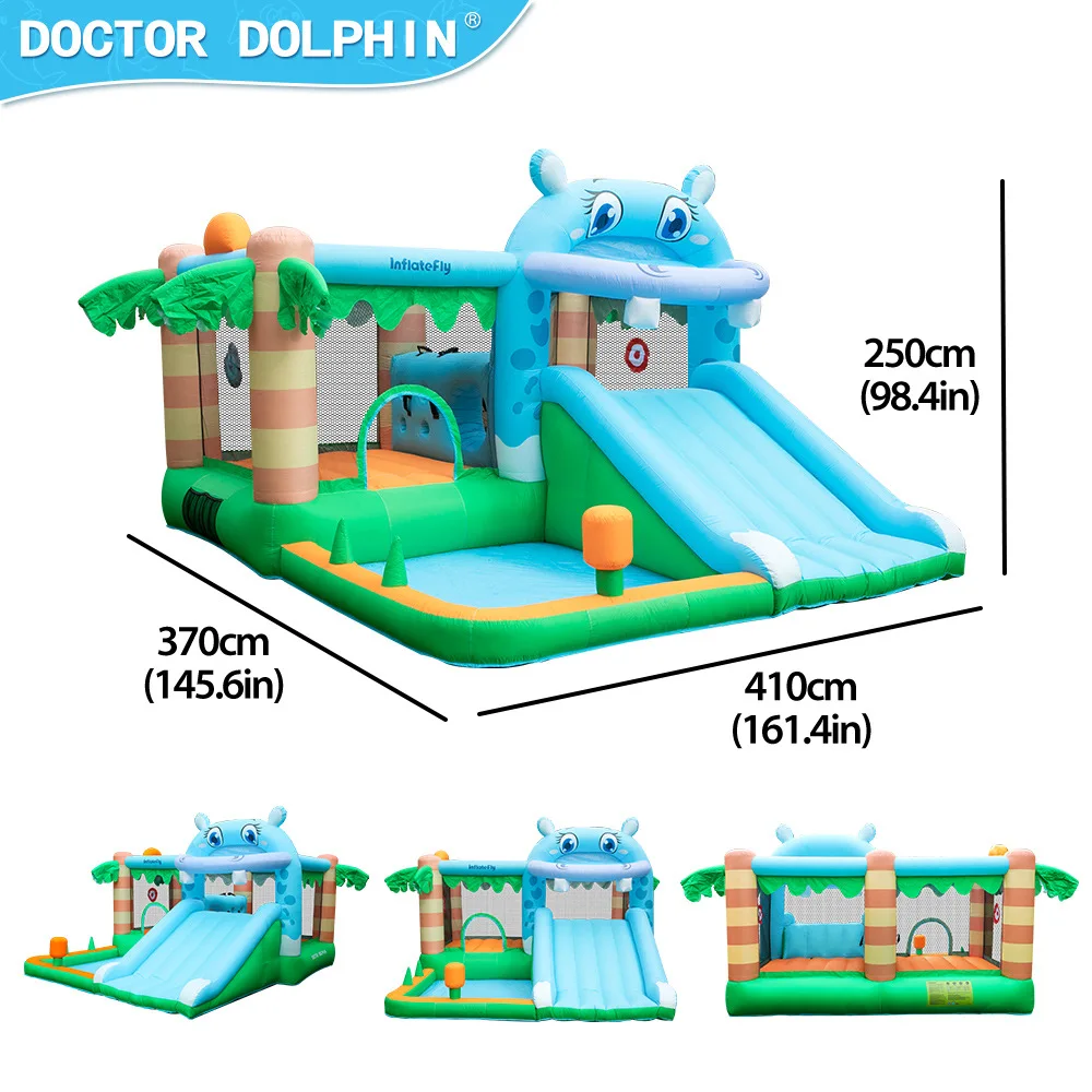 Doctor Dolphin Inflatable Bounce House With Ball Pit Oxford Material Jumping Castle With Blower Bouncy House Toys For Kids
