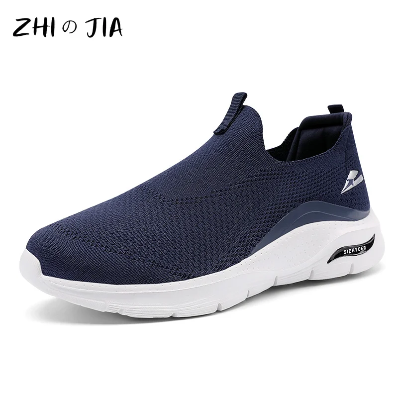 Ultra Light Plus Size Knitted Mesh Casual Shoes Mom\'s Shoes Slip On Walking Shoes Men\'s Breathable Lightweight Running Footwear