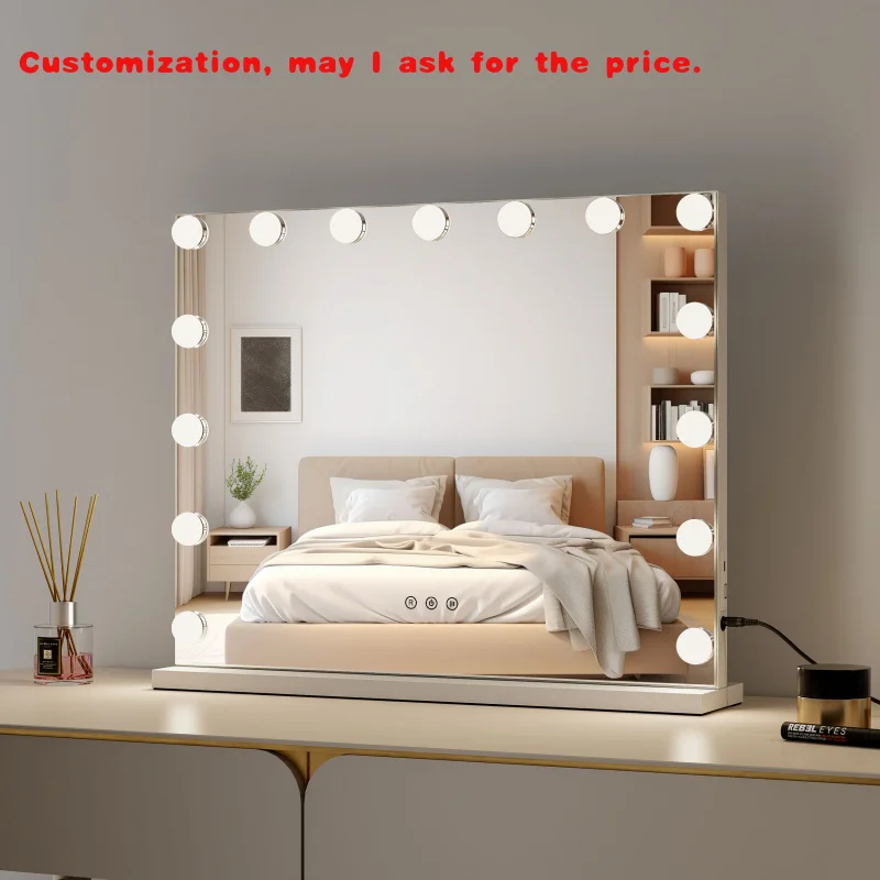custom.58x46cm Beauty Table Make up Sensor Switch Lighted Cosmetic Makeup With Led Light Bulbs Vanity Mirrors