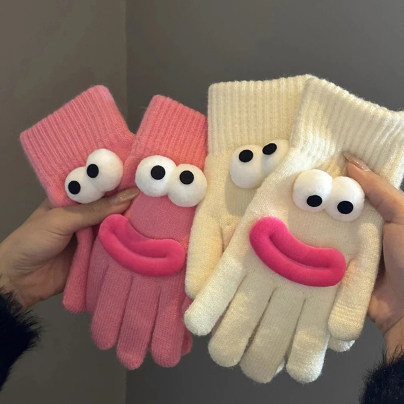 Lovely 3D Sausage Mouth Screentouch Gloves Warm and Flexible Cuffs Gloves for Student Autumn Winter Fashion Hand Gloves image 3