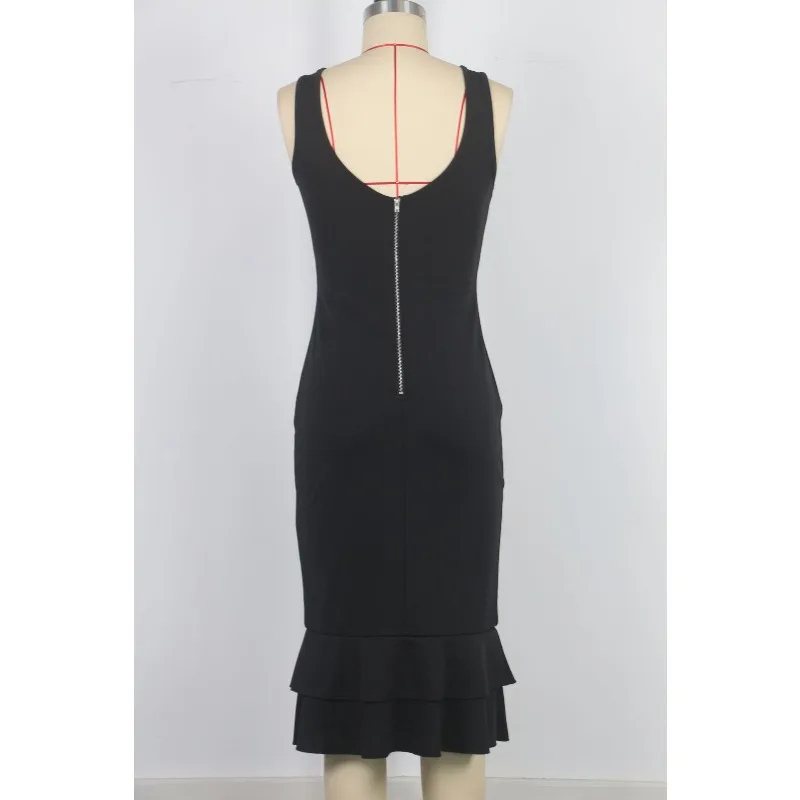 فستان صيفي للمرأة 2025 مثير بدون ظهر أسود Bodycon بدون أكمام وسحاب شق عالي الخصر حزمة نحيفة الوركين فساتين الحفلات الصغيرة