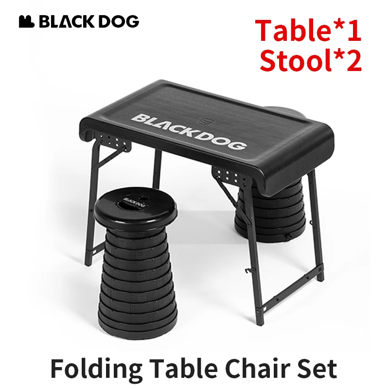 Naturehike-BLACKDOG Camping Folding Table Chair Set Stool Outdoor Portable PE Travel Picnic BBQ Table 73x43cm Outdoor Furniture