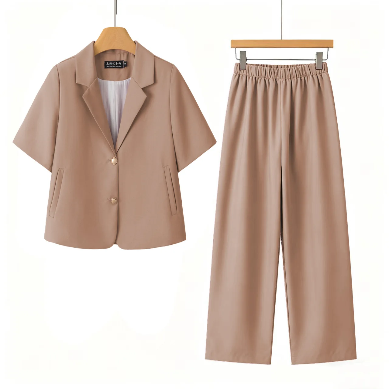 2026 New Off-White Suit for Women Summer Thin Short-sleeved Temperament Commuter Wide-leg Pants Two-Piece Set for Women