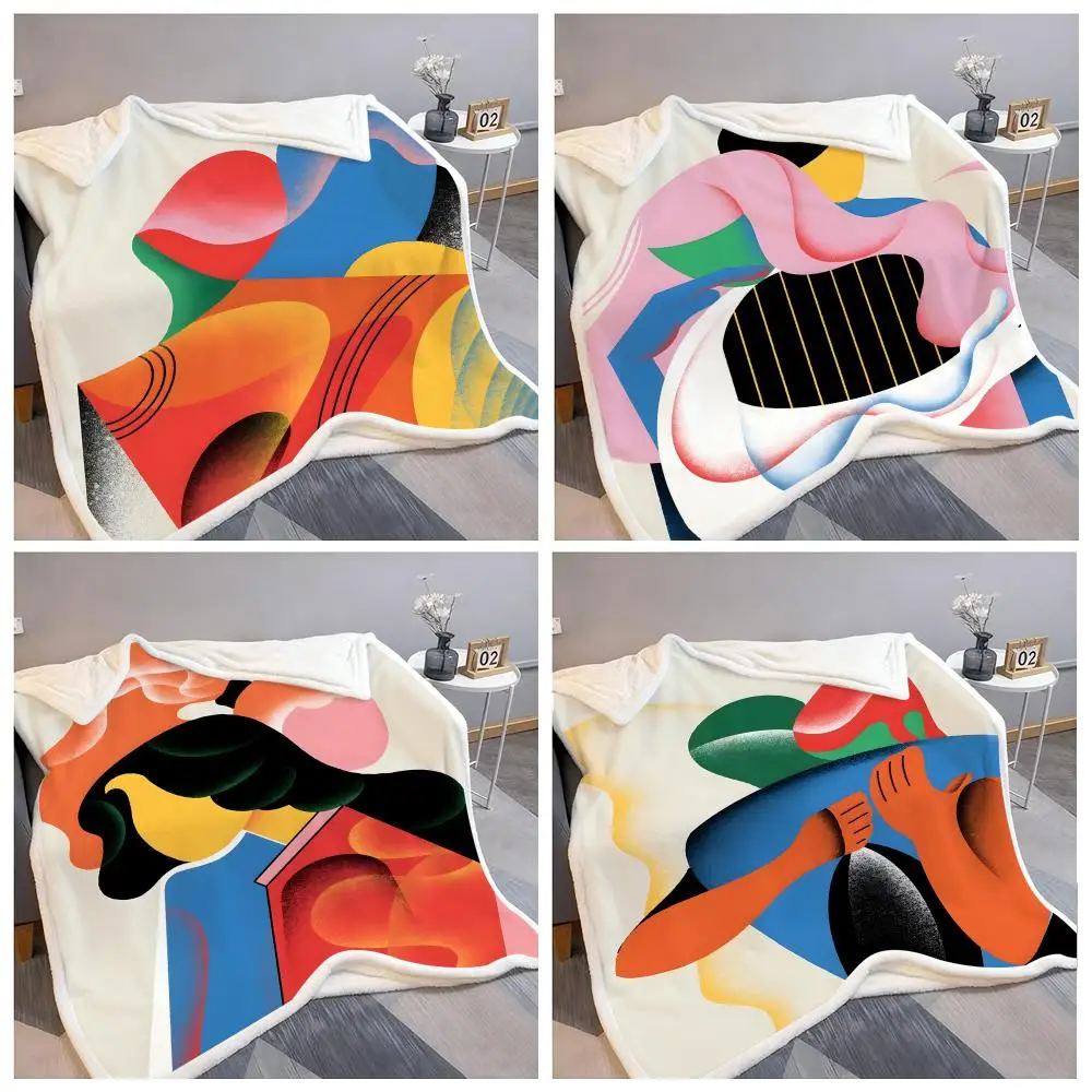 

Abstract Art Color Lines Hug Throw Flannel Fluffy Soft Blanket Warm Skin-Friendly Throw for Sofa Bed Office Nap Winter