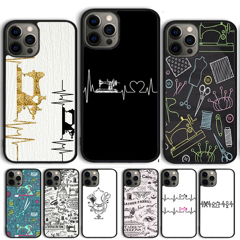 Sewing Machine Pattern Phone Case Cover For iPhone 15 16 14 13 11 12 Pro Max mini XS Max XR X Plus Back Coque shell