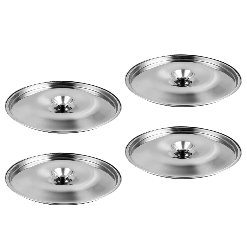 

4 Pcs Dustbin Stainless Steel Taste Cup Lid Seasoning Pot Reusable Hinged for Frying Pan