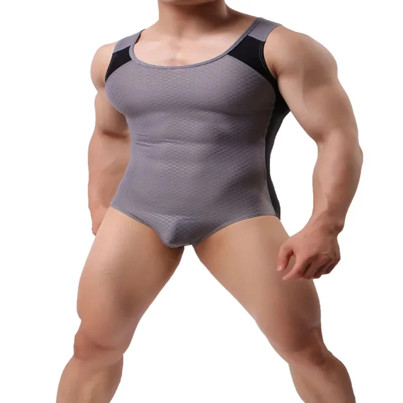 

Men Body Shaping Bodysuit General Seamless Sexy Bodysuit Leotard Tank Bodysuits Jumpsuit Sleep Wear Splice Underwear