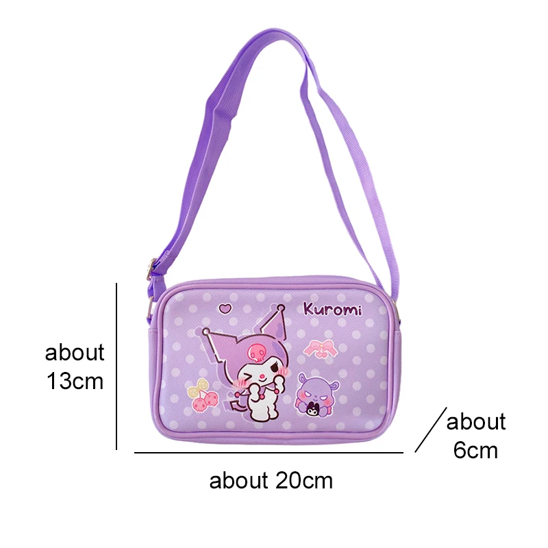 Anime Sanrio Cinnamoroll Kuromi My Melody Pu Waterproof Slung Shoulder Bag Storage Small Square Bag Cute Cartoon Birthday Gifts