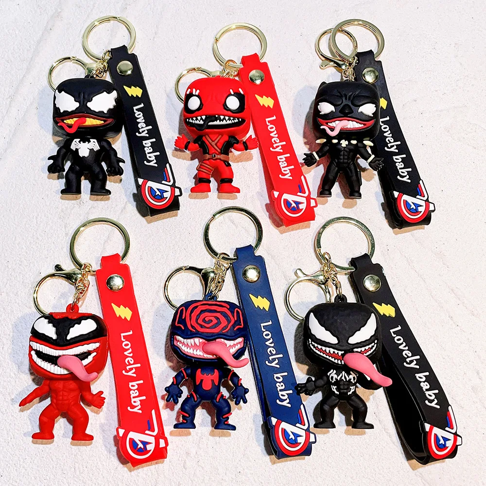 Anime Venom Keychain Cartoon Cute Doll Figure Keyring Schoolbag Deadly Guardian Pendent Toy Small Gifts