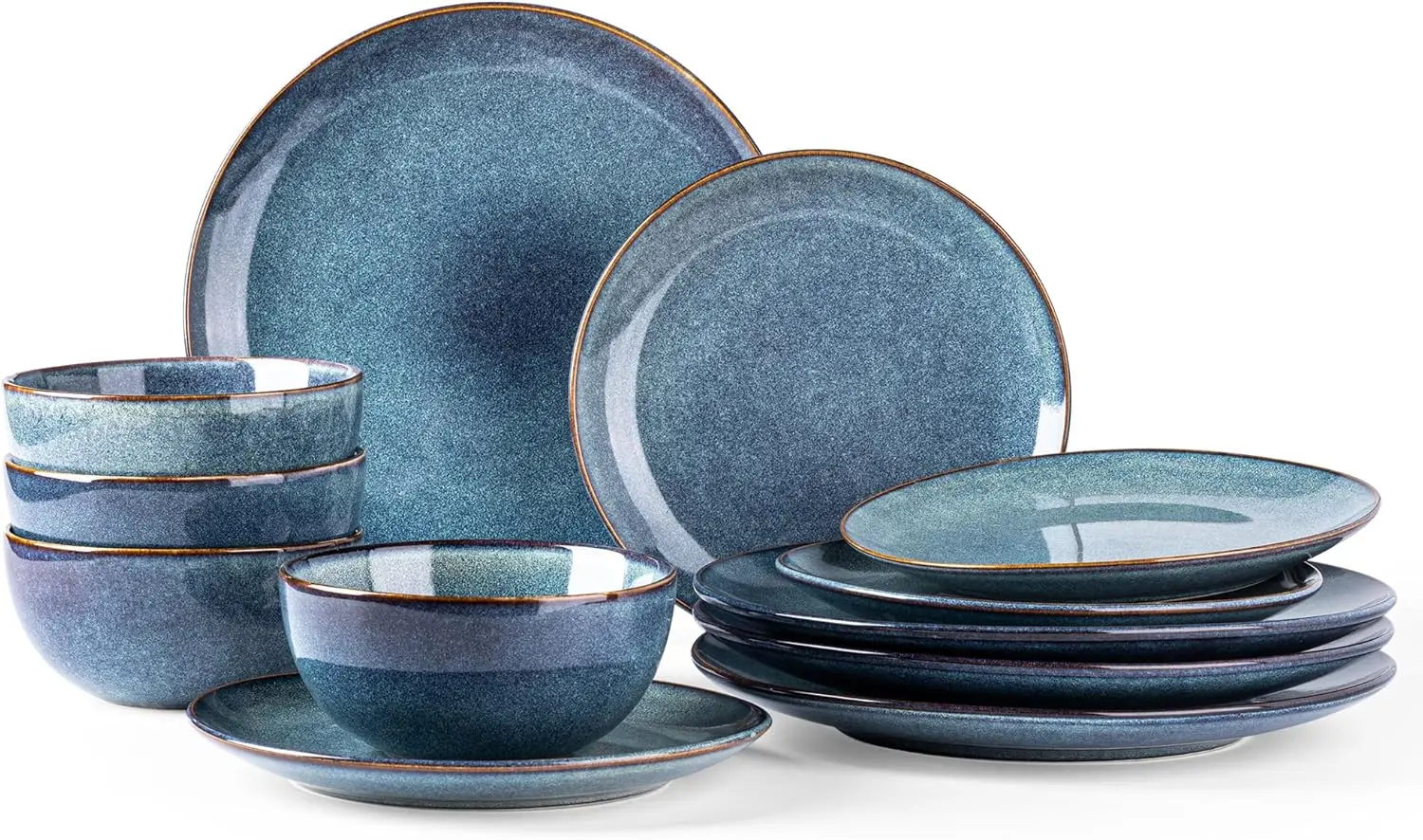 

Ceramic Dinnerware Sets for 4, 12 Pieces Handpainted Plates and Bowls Set, Scratch Resistant