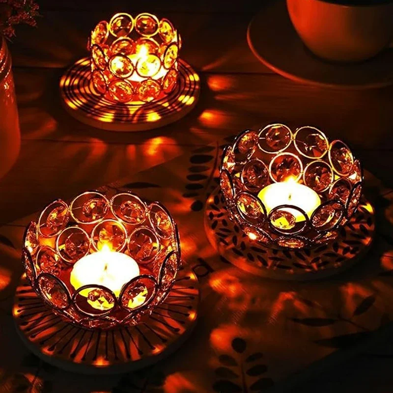 1 قطعة حوامل شموع كريستال Tealight واضح شمعدان صغير الجدول محور الزفاف مهرجان عيد ميلاد ديكورات المنزل #1