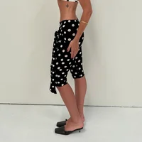 Women Y2k Polka Dot Printed Capris Cute Low Rise Stretchy Cropped Pants Side Bow Tie Skinny Capri Leggings Going Outs - Image 3