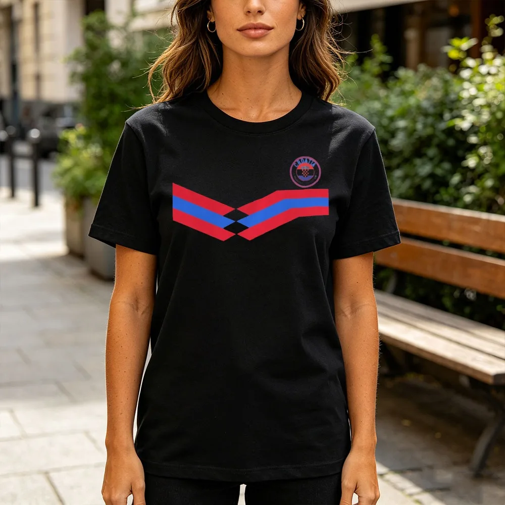 Croatia Football T-Shirt New Style Retro Strip Retro Fashion Croatia Flag Clothes Women Graphic Print Daily Life Clothes