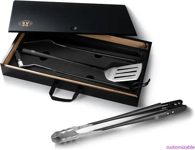 

Schmidt Brothers BBQ Carbon 6 Grilling Kit: 4-Piece Stainless Steel Utensil Set with Spatula