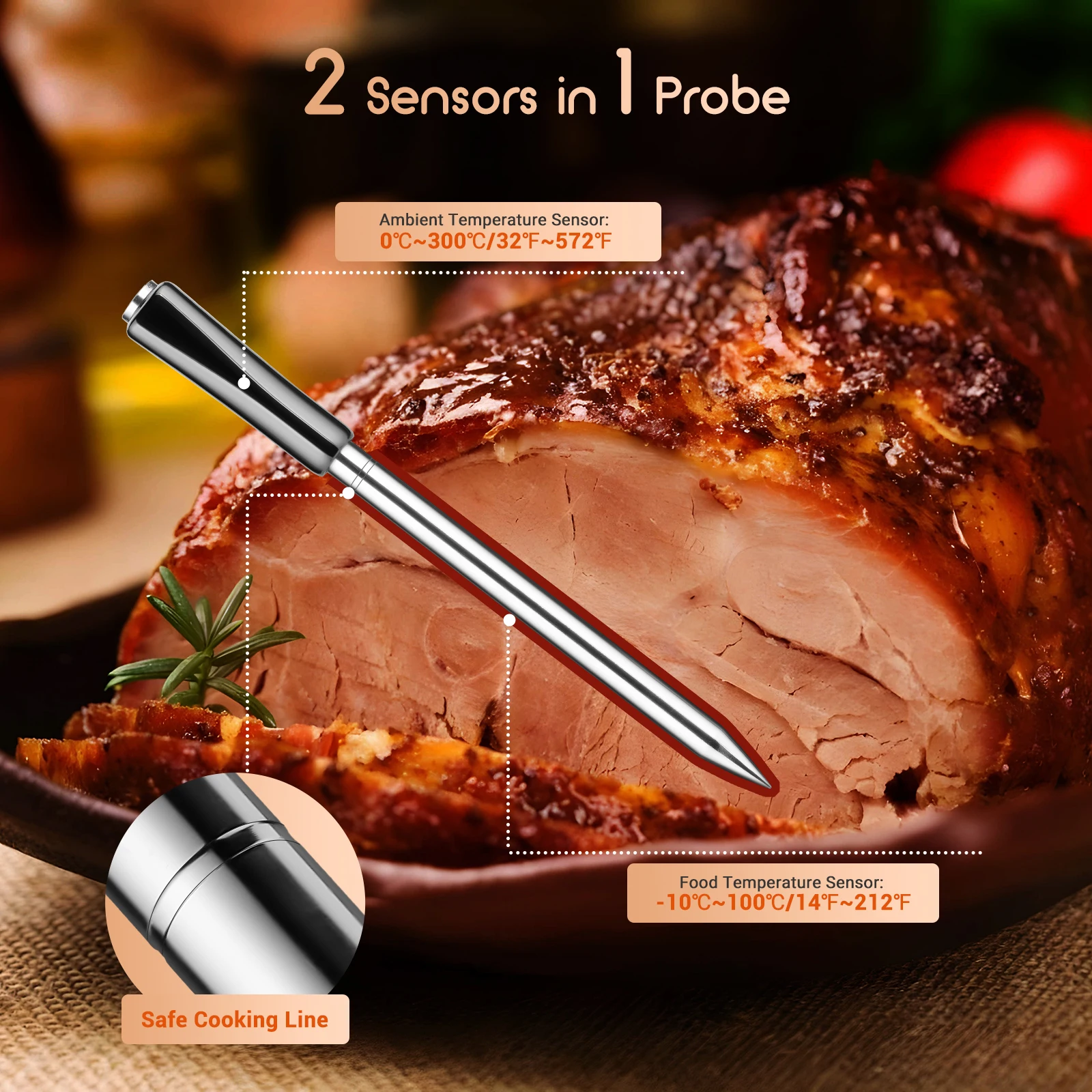 Imagem -04 - Termômetro sem Fio Bluetooth Bbq Sensores em Sonda Monitor de Temperatura Inteligente para Forno e Cozinha Grill Inkbird-int11p-b