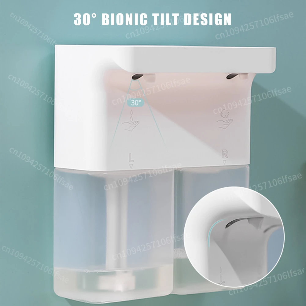 Dispenser automatico di sapone doppio con sensore da 300 ml Dispenser di sapone schiumogeno touchless regolabile a 3 livelli 0,25 s Liquido fuori per il bagno