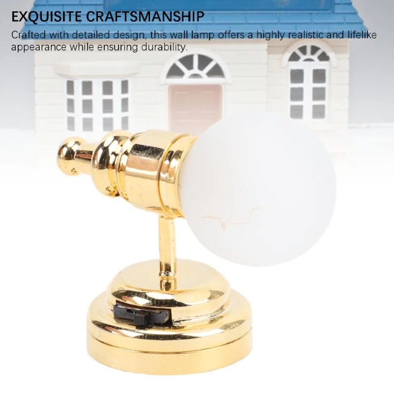 

Миниатюрный настенный светильник для кукольного домика в масштабе 1:12, мини-светодиодный настенный светильник с матовым круглым плафоном в форме шара