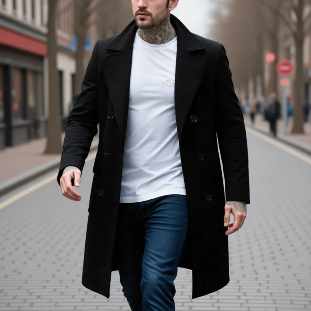 

Мужское винтажное двубортное пальто: ветрозащитное, утепленное, на подкладке, длинное, для осенне-зимнего повседневного образа