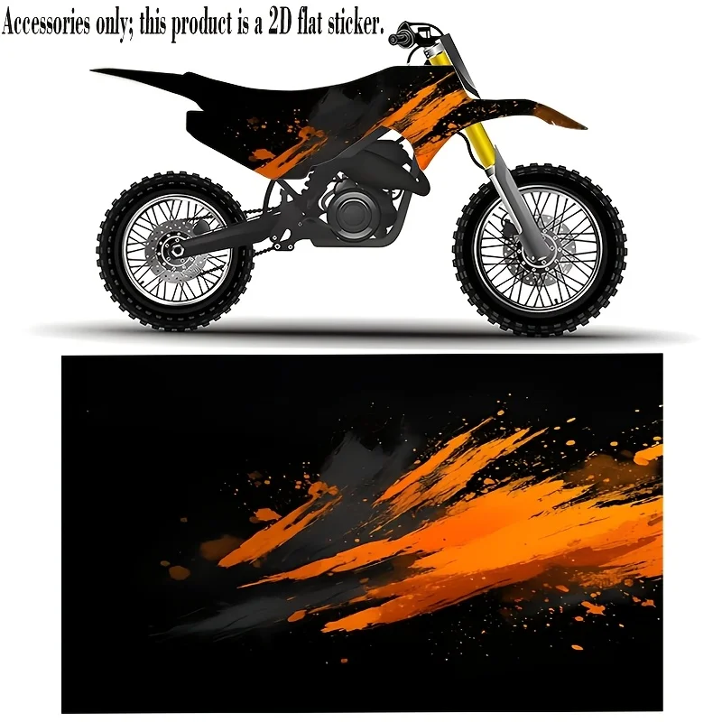 

Наклейка для мотоцикла, 2 шт., 2D-наклейка с плоским узором, только наклейка с узором, «абстрактный художественный узор с оранжево-черными брызгами чернил»