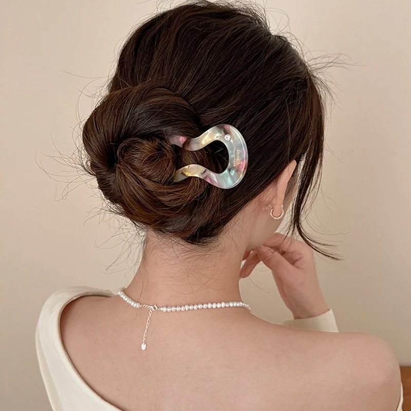 1 piece of French braided hair forks, U-shaped curling forks, retro turtle shells, ladies' hairpins, headwear - 3