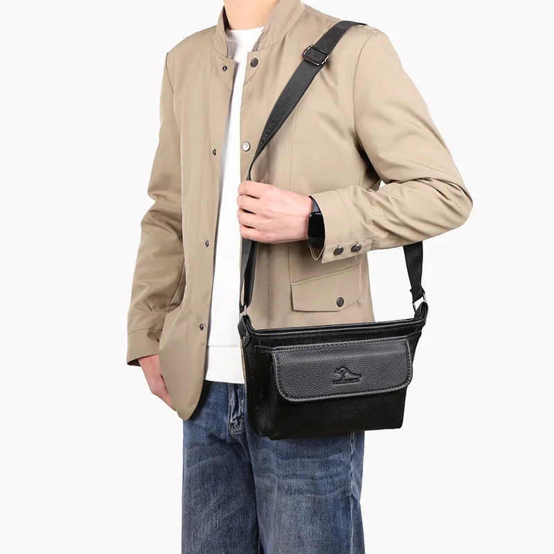 

Genuine leather men's chest bag, multi-functional sports single-shoulder crossbody bag, multi-functional waist bag