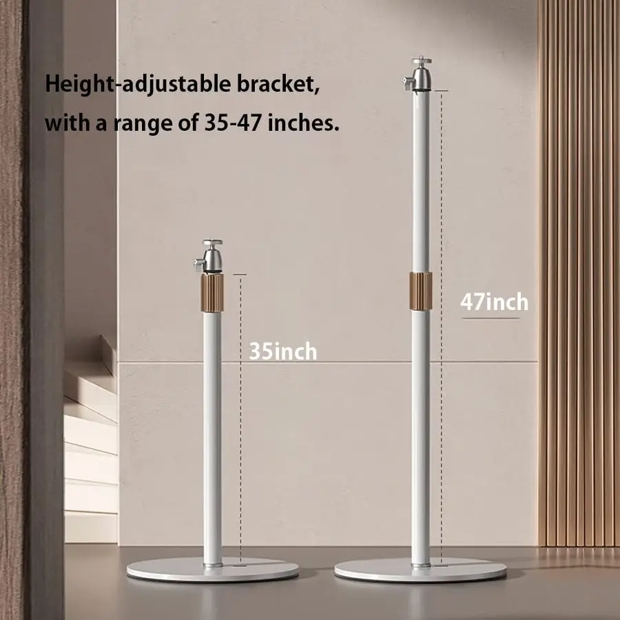 Suporte de projetor com base de metal estável, extensão flexível e ajuste de ângulo, gerenciamento de cabos, interface de 1/4 polegadas ideal para