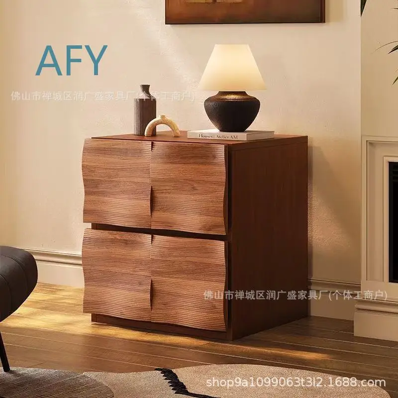 Retro Vintage Style Bedside Cabinet for Modern Bedroom Storage Chest with Drawers Black Floor Standing Dresser for Small