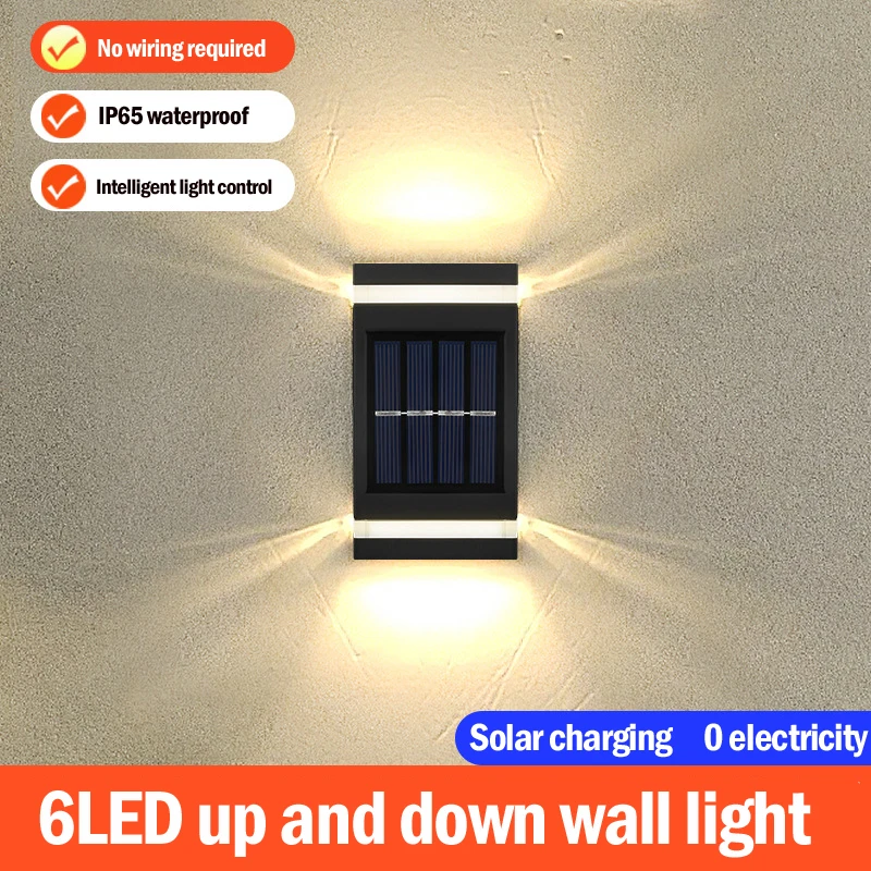 Solar Wall Lamp Outdoor Waterproof Solar Powered Up/Down Lighting for Garden Yard Home Exterior Decoration IP65 Solar Path Light