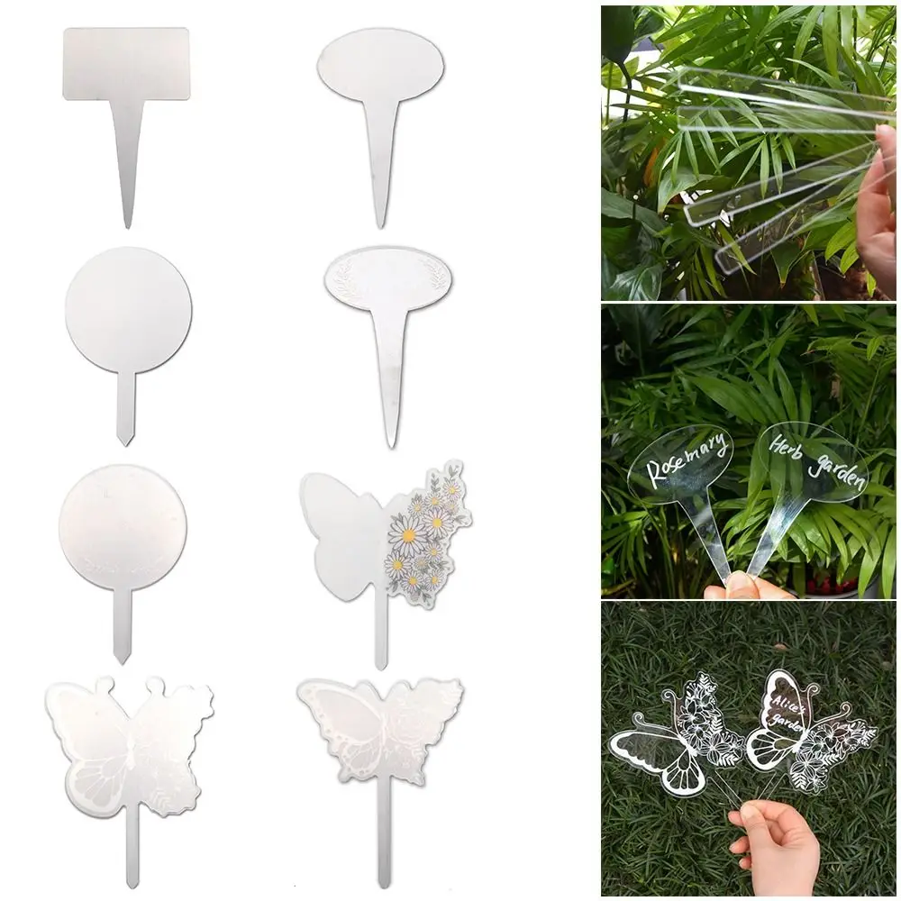 Acrylic Gardening Labels Tshape Butterfly Semi-transparent Plant Classification Markers Greenhouse Planting Seedling Tags