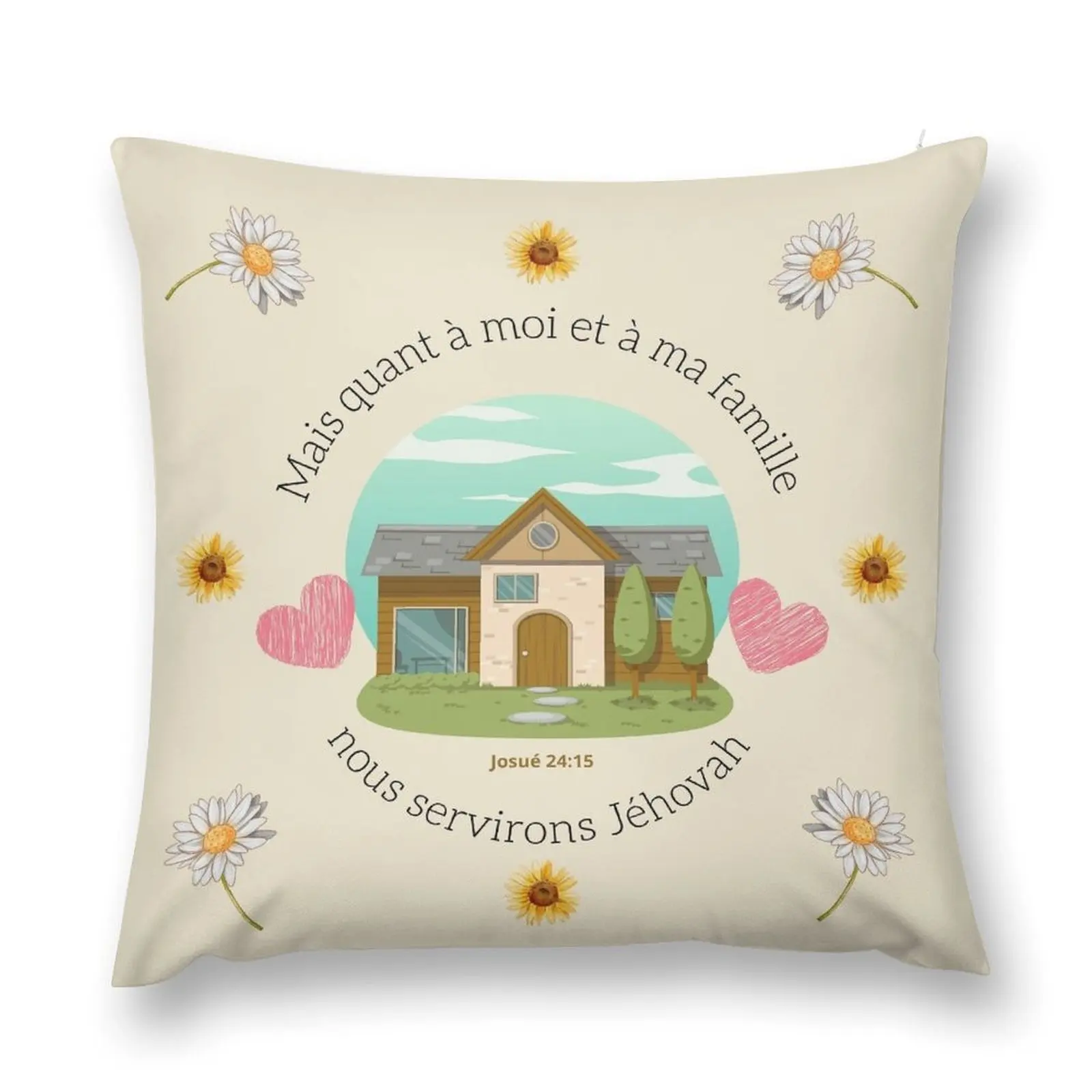 Mais quant à moi et à ma famille nous servirons Jéhovah Josué 24:15 Throw Pillow Anime pillow