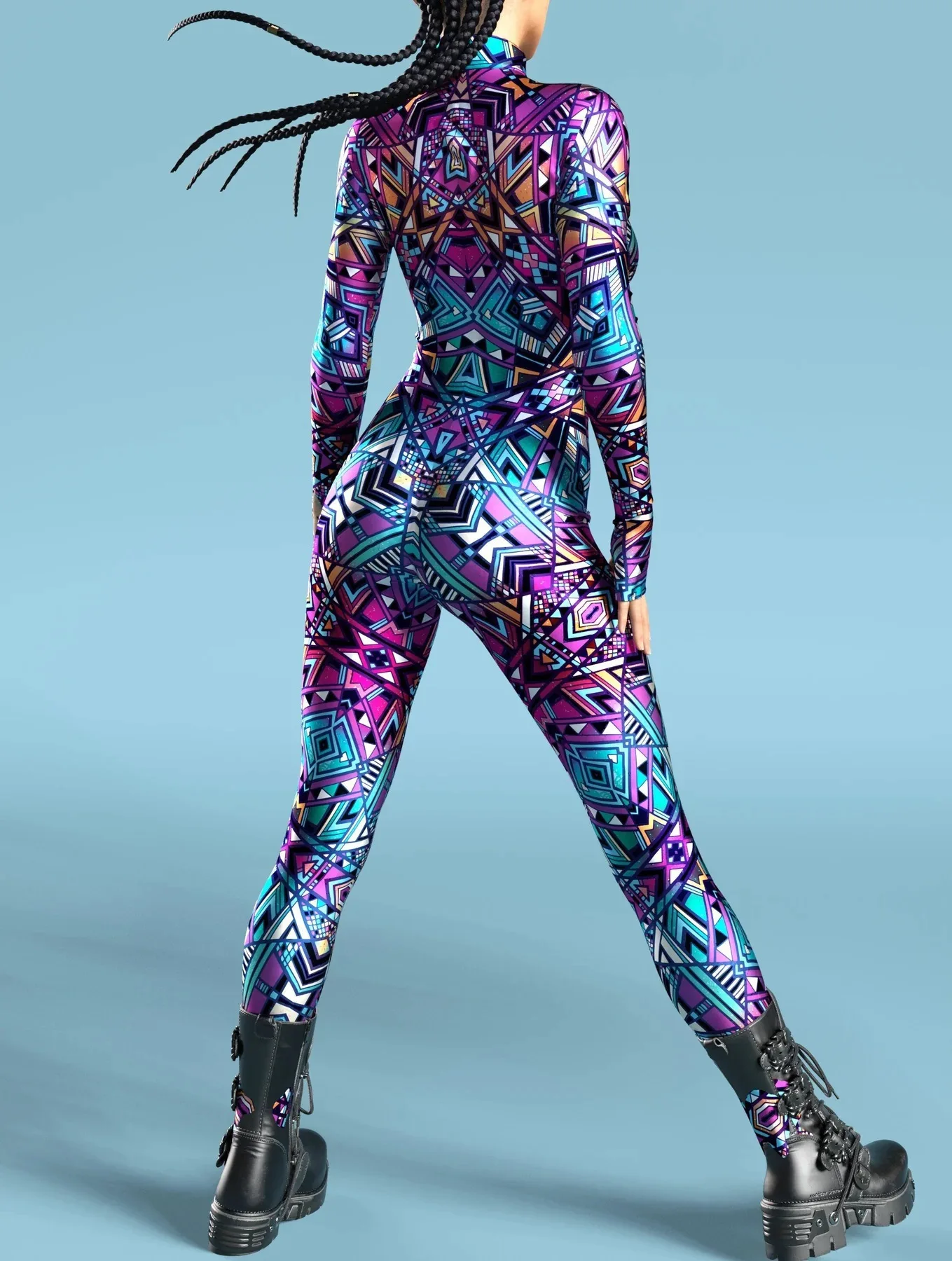 Halloween Roboter Festival Cosplay Kostüm Rüstungsanzug Fischschuppen-Druck Kleidung für Frauen Rollenspiel Party Bodysuit Outfits – Detail 5