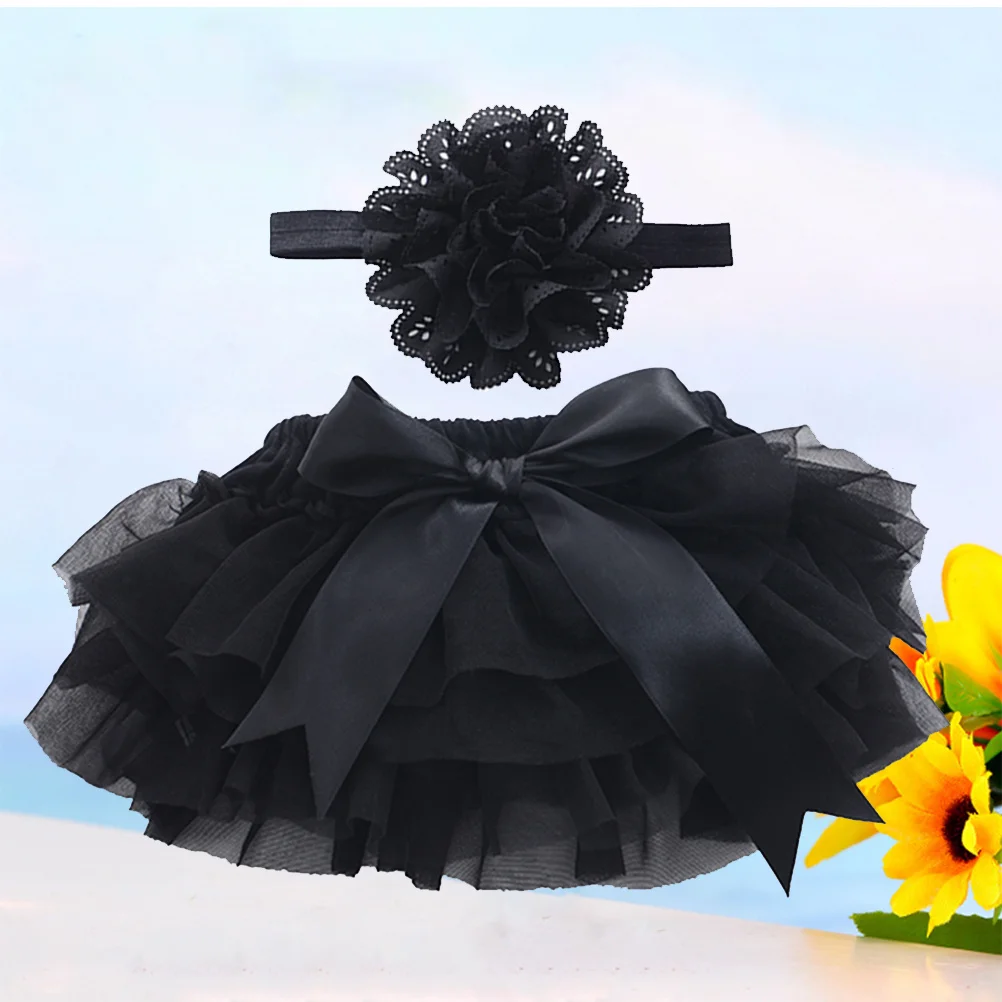 1 pz gonna tutu neonate raso nero elastico in vita morbida protettiva strati di tulle vestiti per fotografia di compleanno neonato