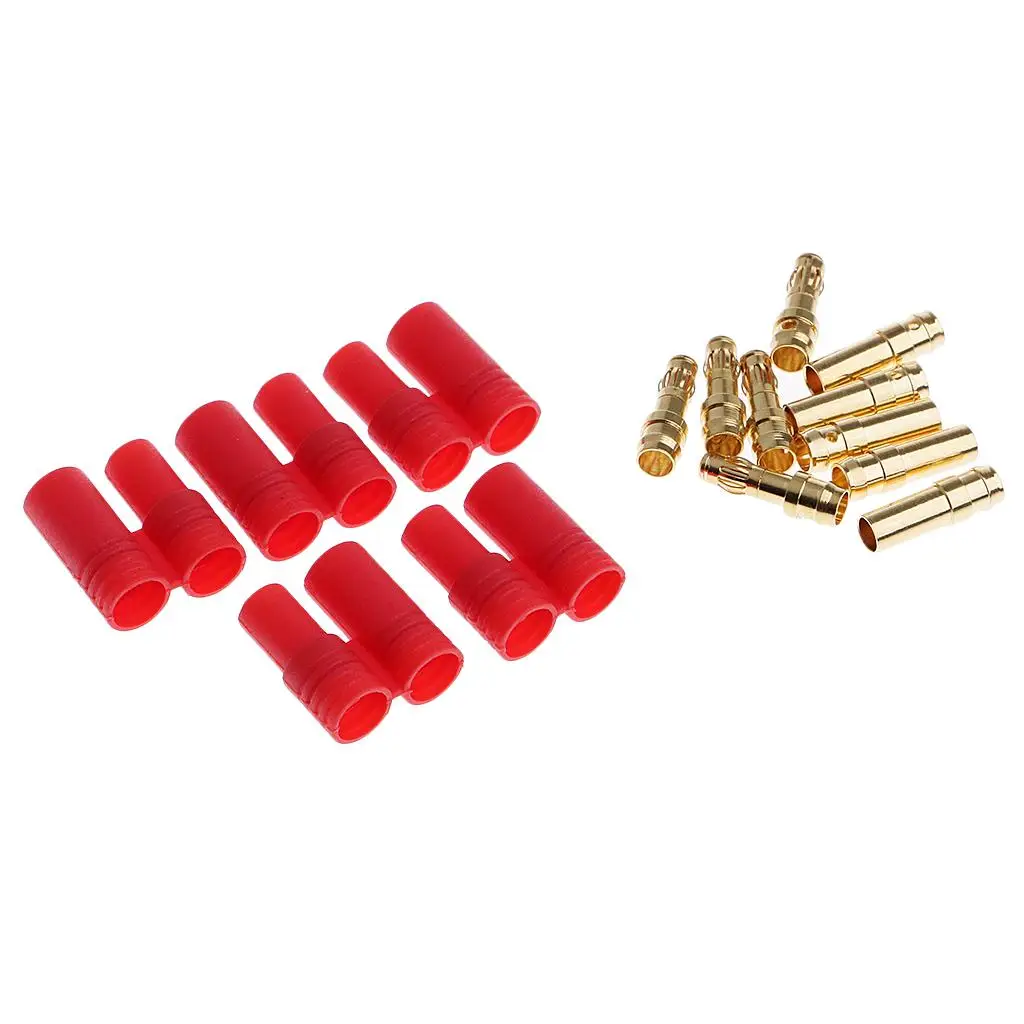 Durable Gold 3.5mm Banana Connector Plug Red Housing Car Terminal Plastic Metal for Electronic Equipment RC Motor