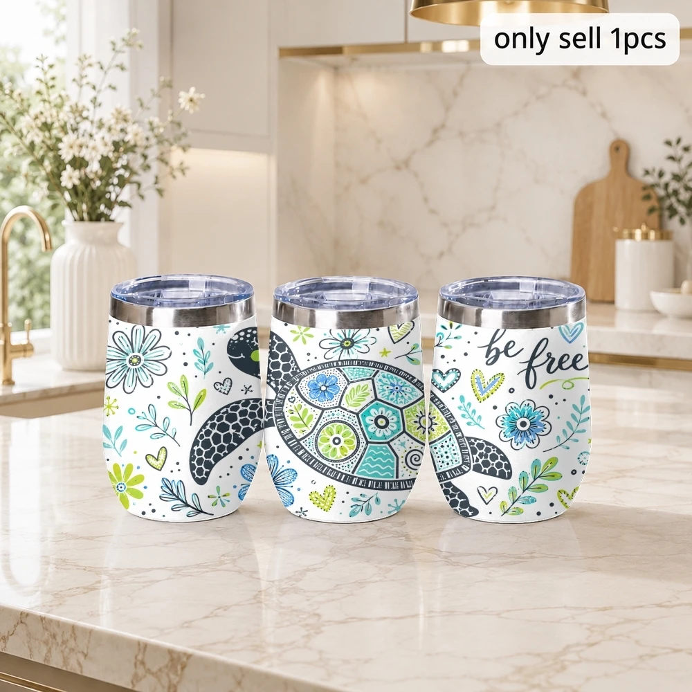 Sea Turtle Vacuum Flasks 12oz Stainless Steel Double Wall Travel Mug with Lid Portable Hot Cold Drink Cup