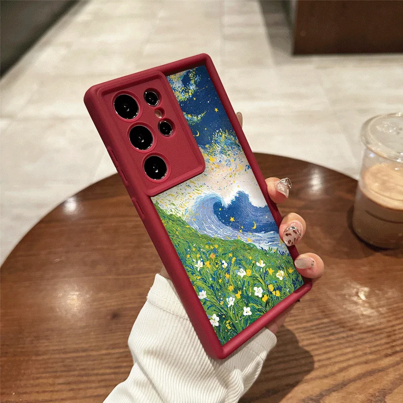 Funda de teléfono con paisaje de flores y ballena, cielo estrellado creativo, para Samsung Galaxy A06 A17 A55 A54 A53 A52 A16 A36 A51 A15 A14 5G
