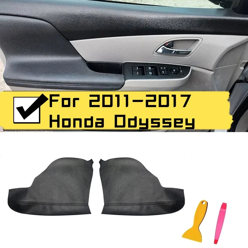 

2 Doors Car Black Microfiber Leather Armrest Cover For Honda 2011 2012 2013 2014 2015-2017O dyssey Door Armrest Panel Cover Trim