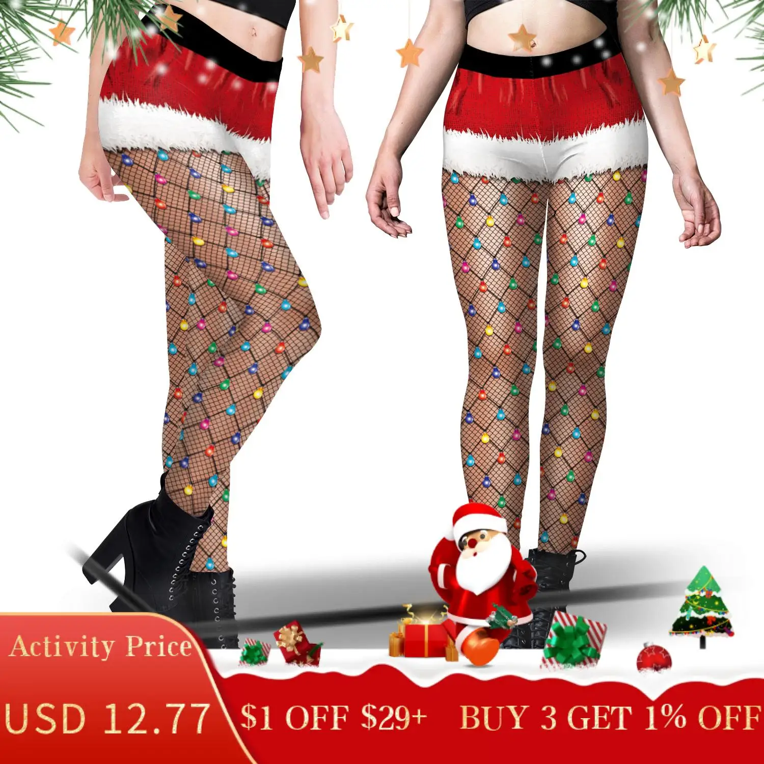 Zawaland Women Leggings Fashion 3D Digital Printing Christmas Leggings Funny Sexy Printed Elastic Christmas Skinny Leggings