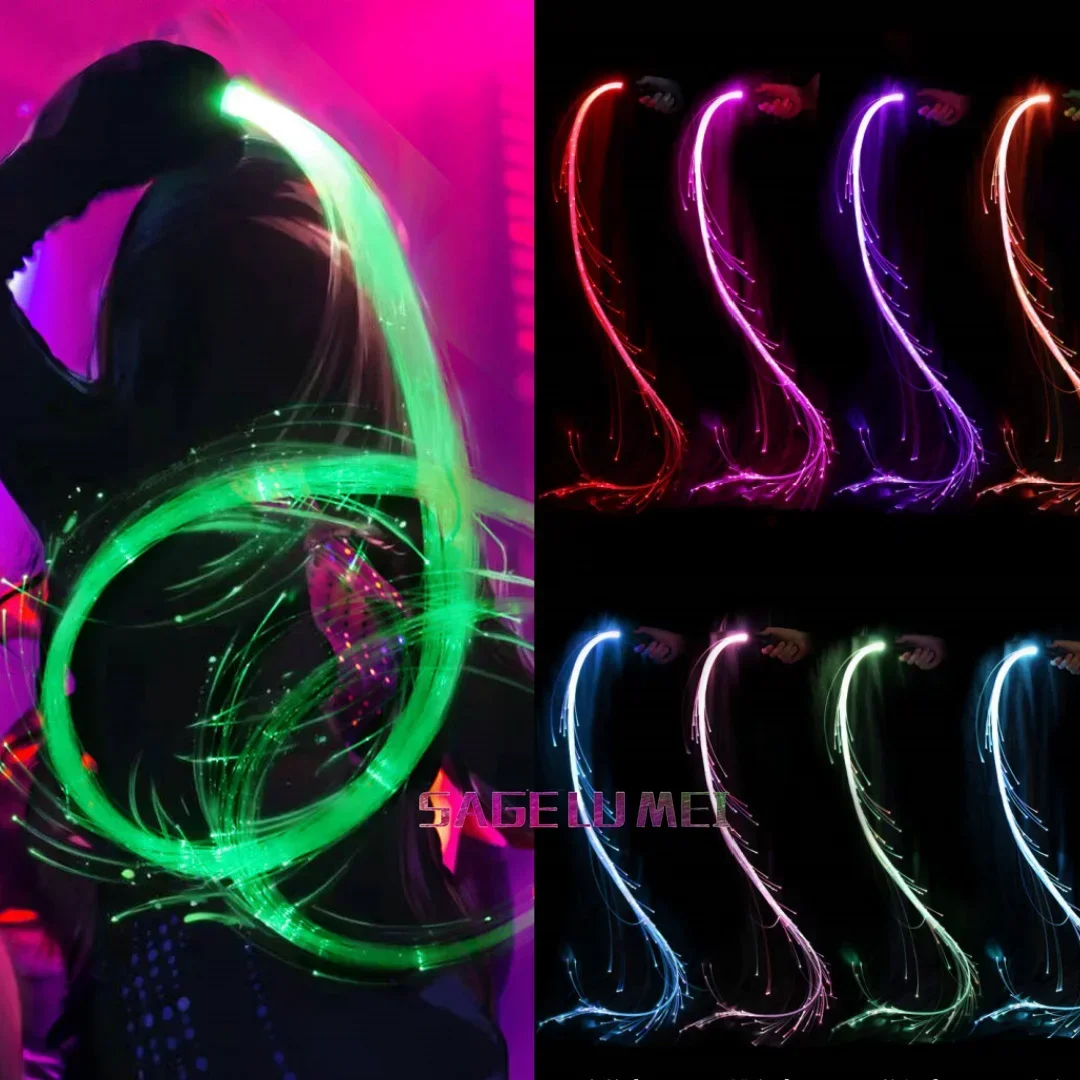 ใหม่ Super Bright Party Fiber Optics Whip 360 °   หมุน RGB ดิสโก้เต้นรํา LED เรืองแสงไฟเบอร์ออปติกเต้นรําเรืองแสงแส้ Sparkle Flow Lamp