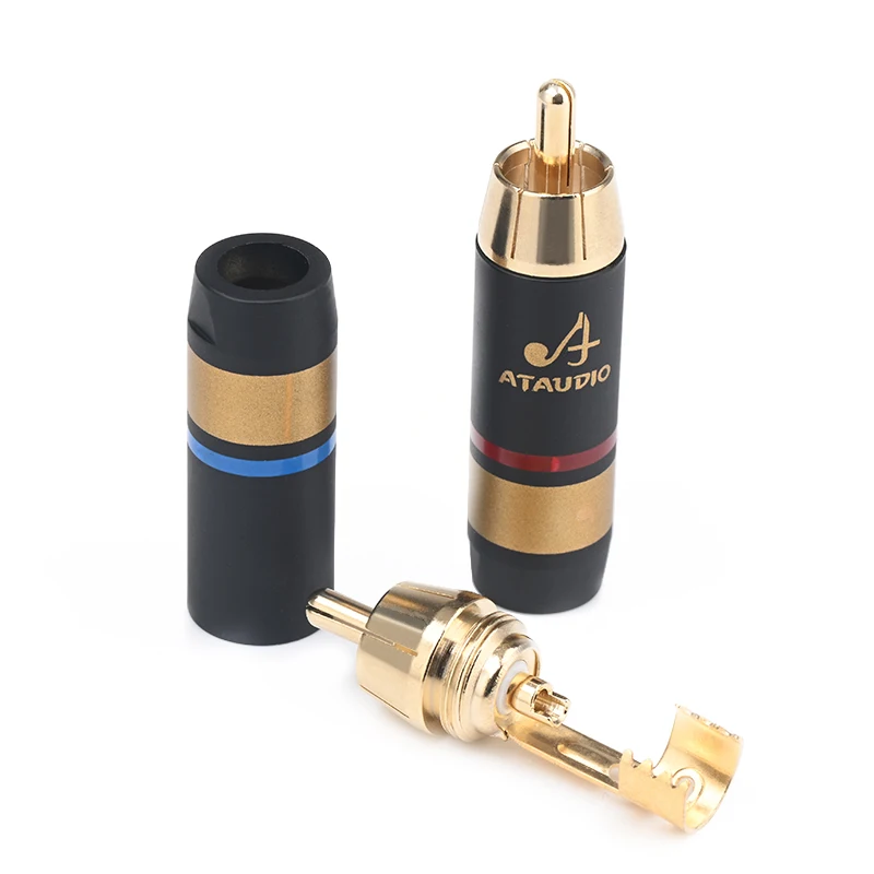 4PCS Hifi RCA Plug High Quality  Gold Plated RCA Male Connector for RCA Audio Cable Solder