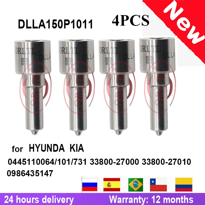 

For HYUNDAI 0445110064 0445110101 0445110731 DLLA150P1011 0433171654 0 433 171 654 Fuel Common Rail Injector Nozzle 4pcs