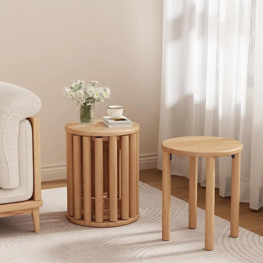 積み重ね可能なスツール4個セット 44インチ1 木製スツール 滑り止めフットパッド付き キッチン 寝室 リビングルーム バー用 組み立て不要