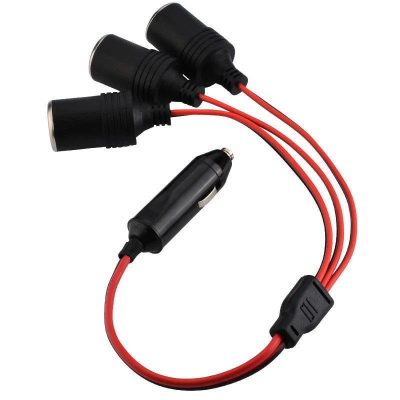 

1 point 3 Car Cigarette Lighter 3 Way Socket Splitter 12v Power Charger Adapter Female Socket Plug Extension Cord Cable